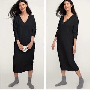 Hatch The Visitor Dress Black Tencel V Neck Midi One Size OS Pullover Maternity‎